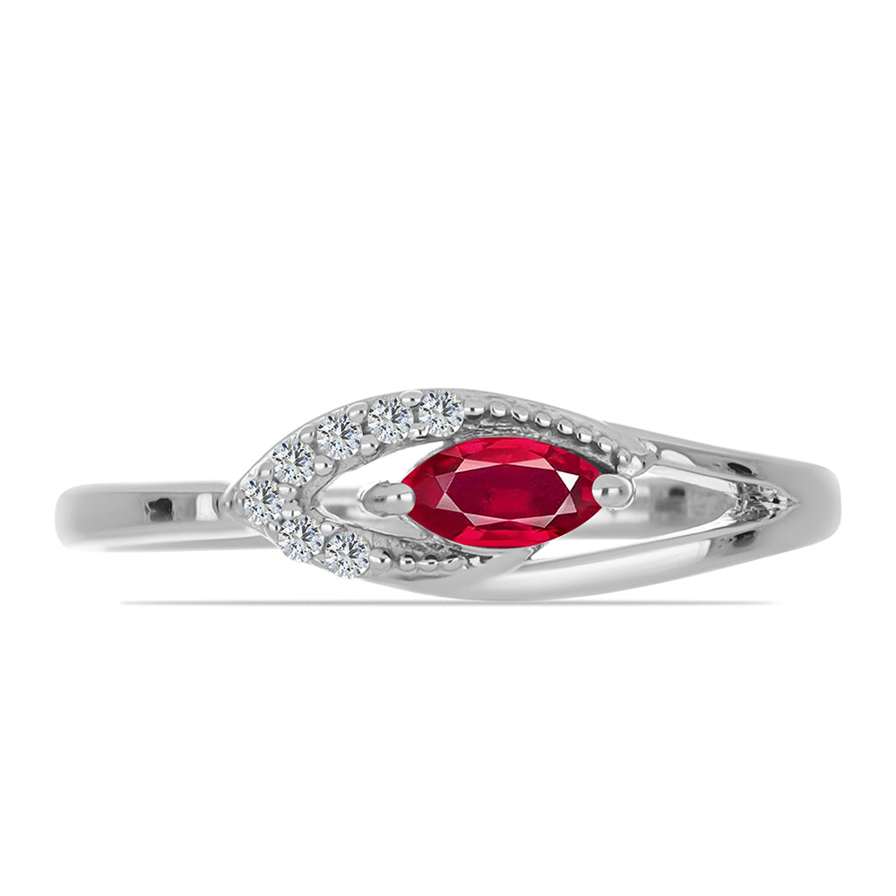 Anillo de Plata con Rubí de Madagascar y Topacio Blanco