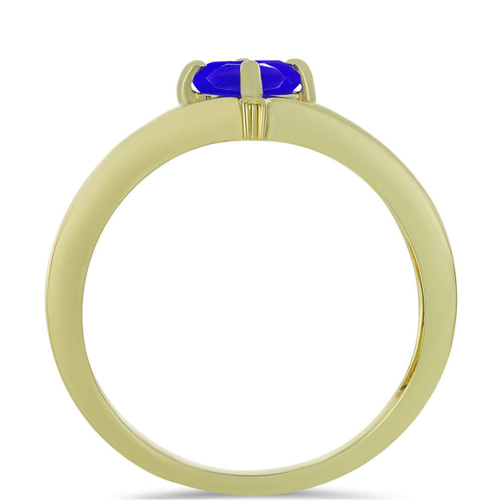 Anillo de Plata Bañada en Oro con Ágata azul
