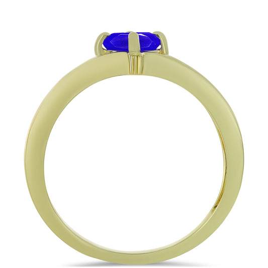 Anillo de Plata Bañada en Oro con Ágata azul