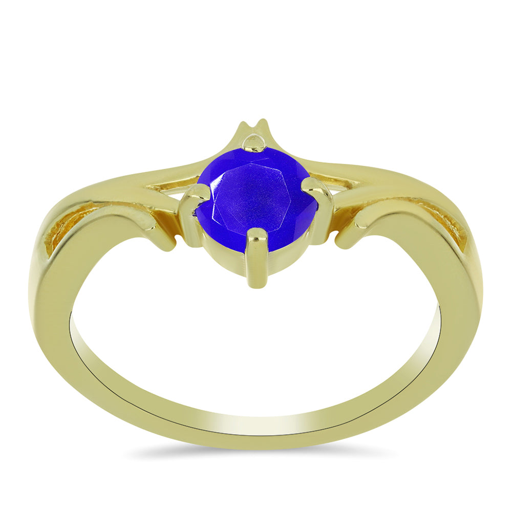 Anillo de Plata Bañada en Oro con Ágata azul
