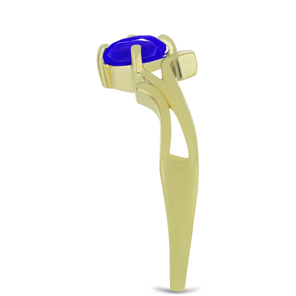 Anillo de Plata Bañada en Oro con Ágata azul