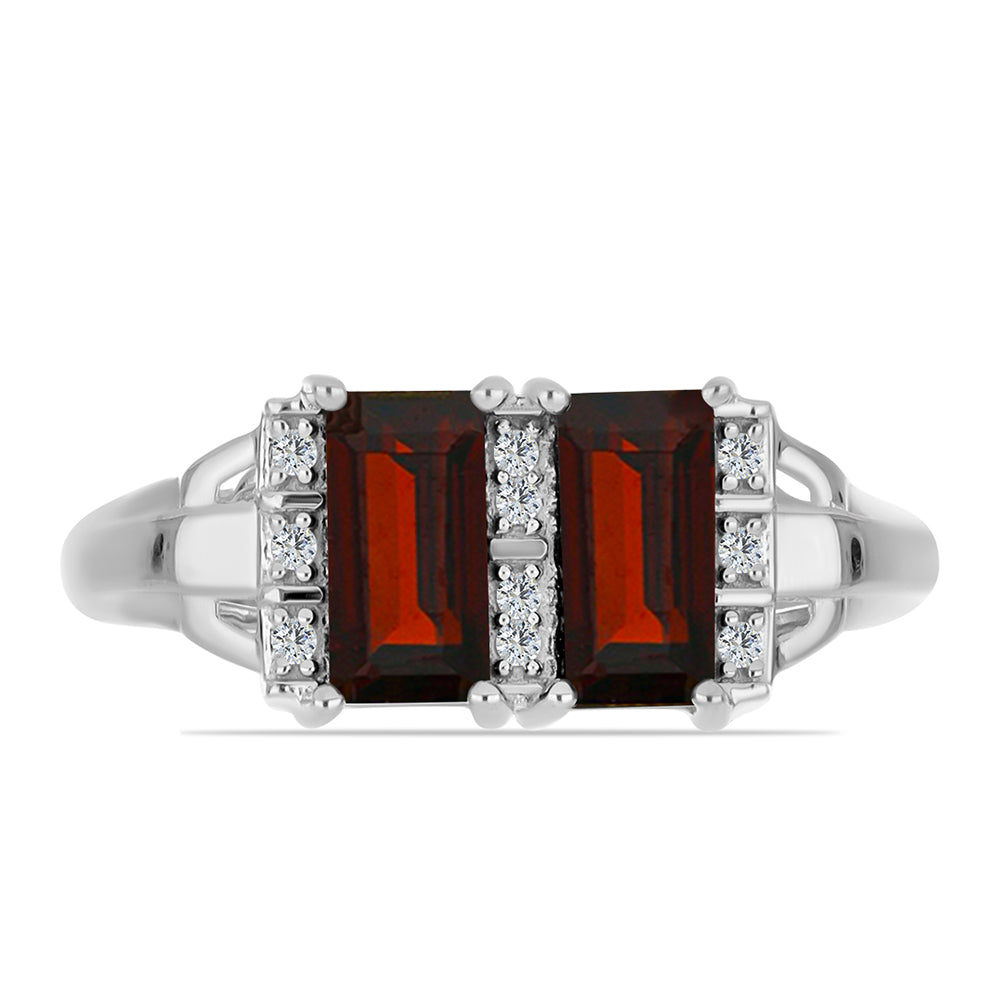 Anillo de Plata con Granate Barton y Topacio Blanco