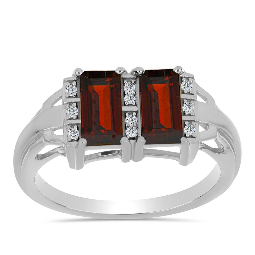 Anillo de Plata con Granate Barton y Topacio Blanco