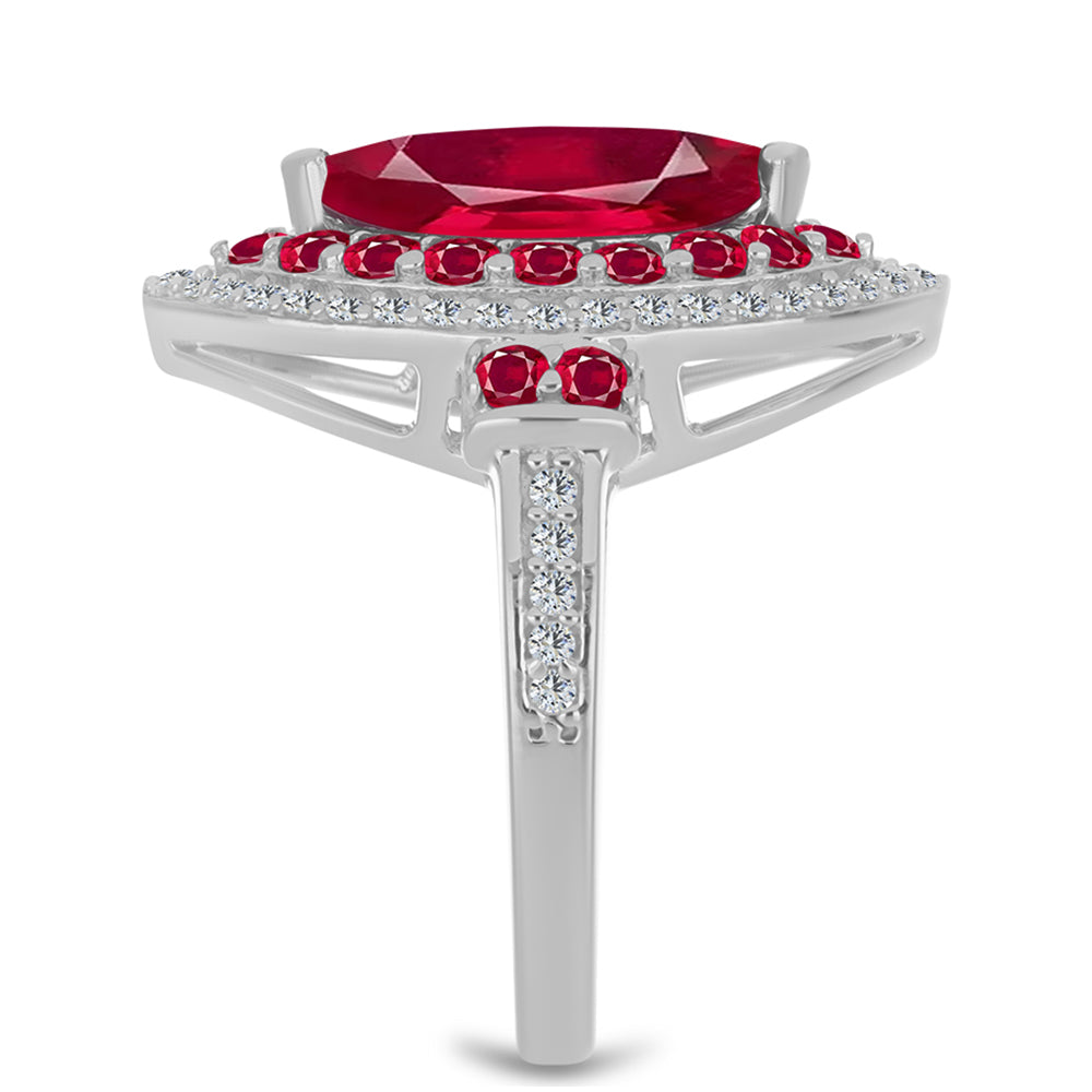 Anillo de Plata con Rubí de Madagascar y Topacio Blanco