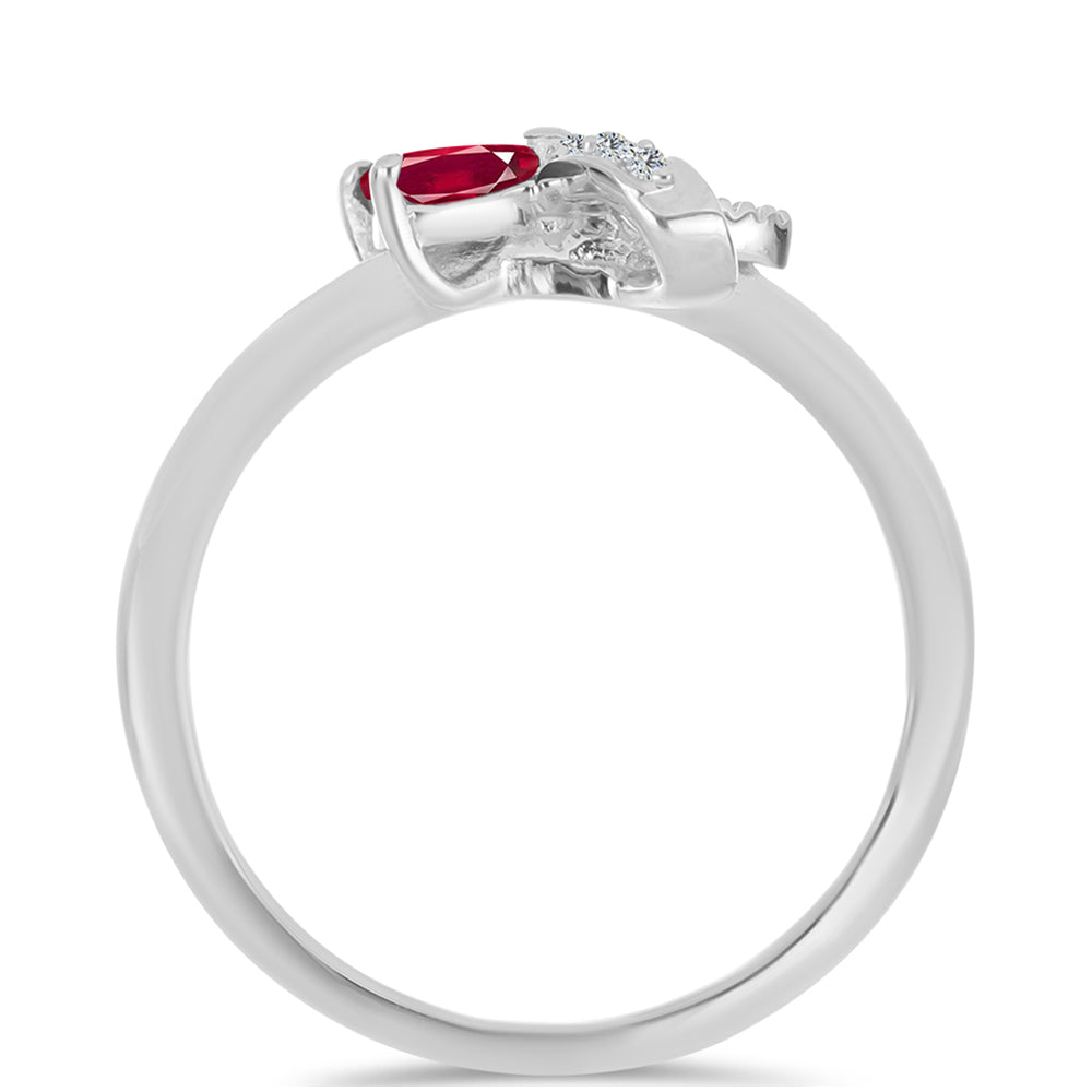 Anillo de Plata con Rubí de Madagascar y Topacio Blanco