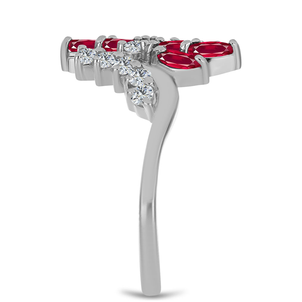 Anillo de Plata con Rubí de Madagascar y Topacio Blanco