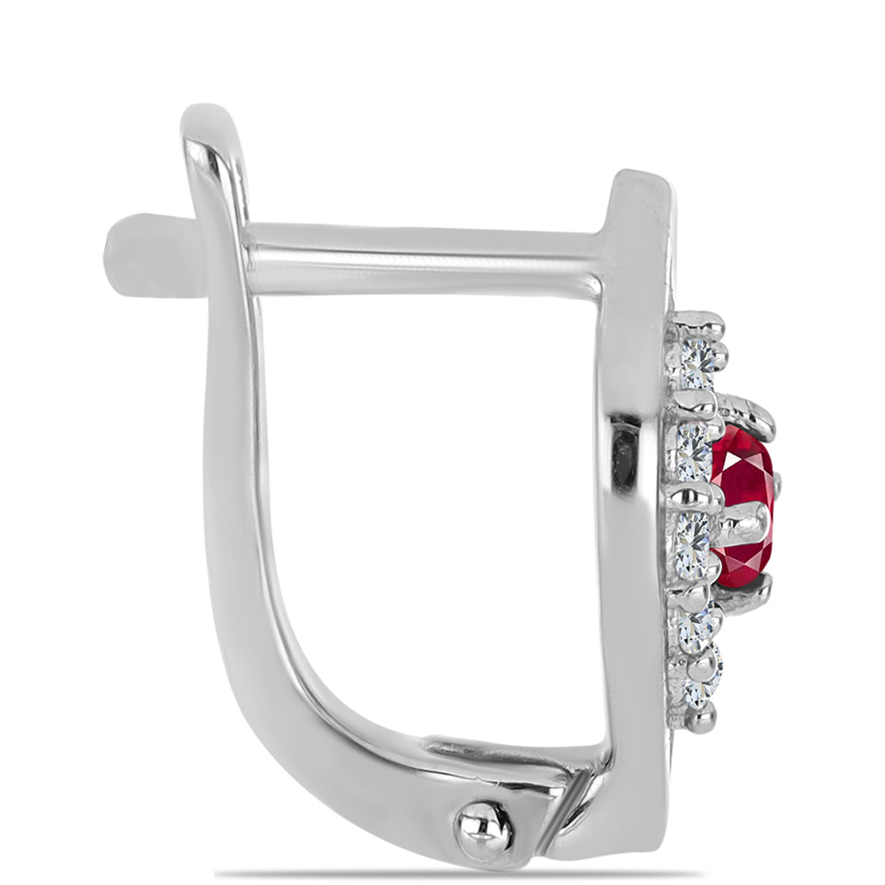 Pendientes de Plata con Rubí de Madagascar y Topacio Blanco