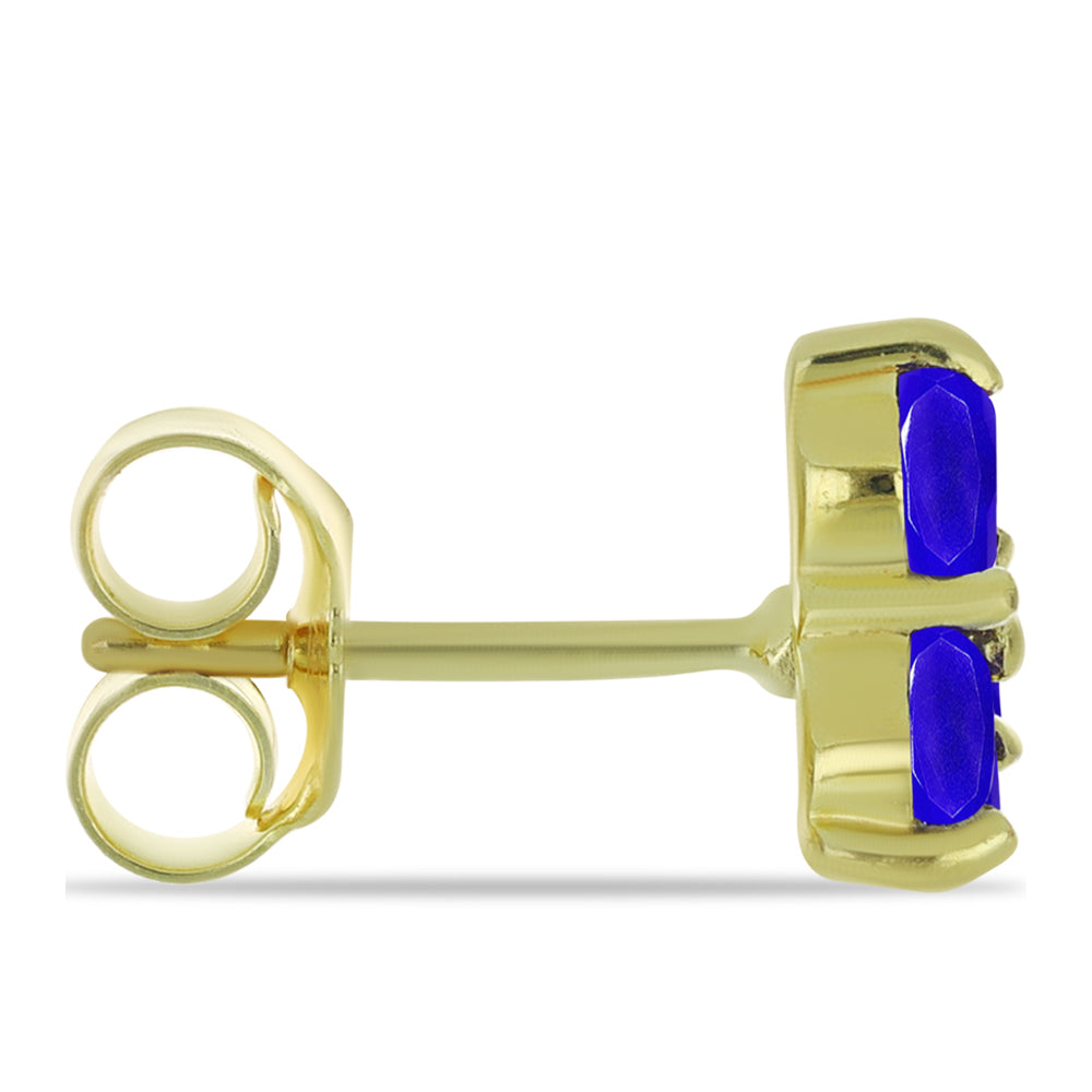 Pendientes de Plata Bañada en Oro con Ágata azul