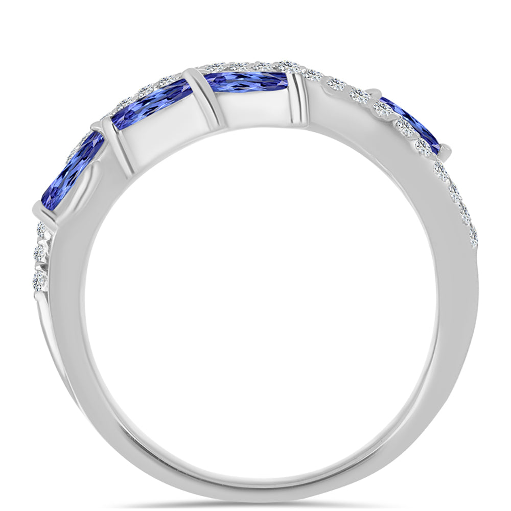 Anillo de Plata con Tanzanita y Topacio Blanco