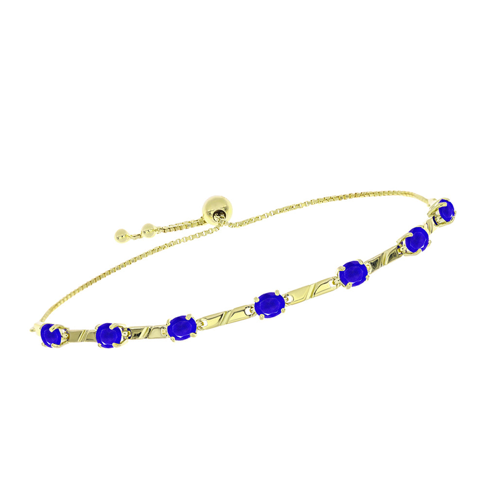 Pulsera de Plata Bañada en Oro con Ágata azul