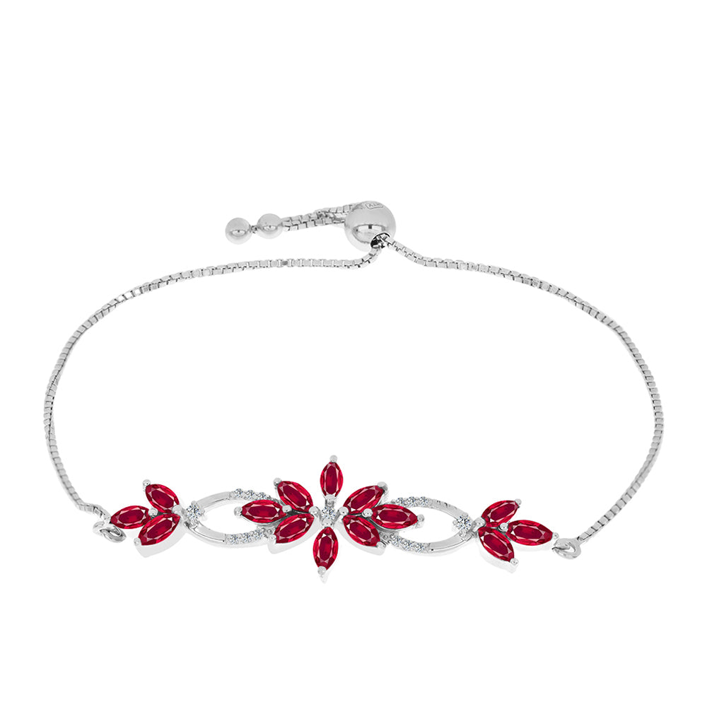 Pulsera de Plata con Rubí de Madagascar y Topacio Blanco