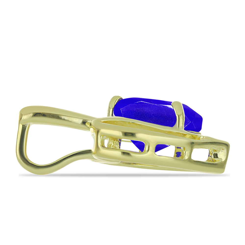 Colgante de Plata Bañada en Oro con Ágata azul y Topacio Blanco