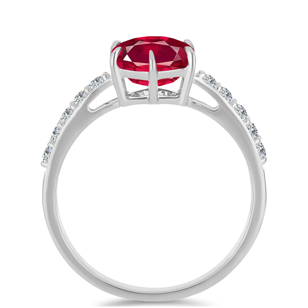 Anillo de Plata con Rubí de Madagascar y Topacio Blanco