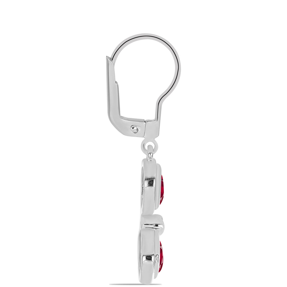 Pendientes de Plata con Rubí de Madagascar y Topacio Blanco