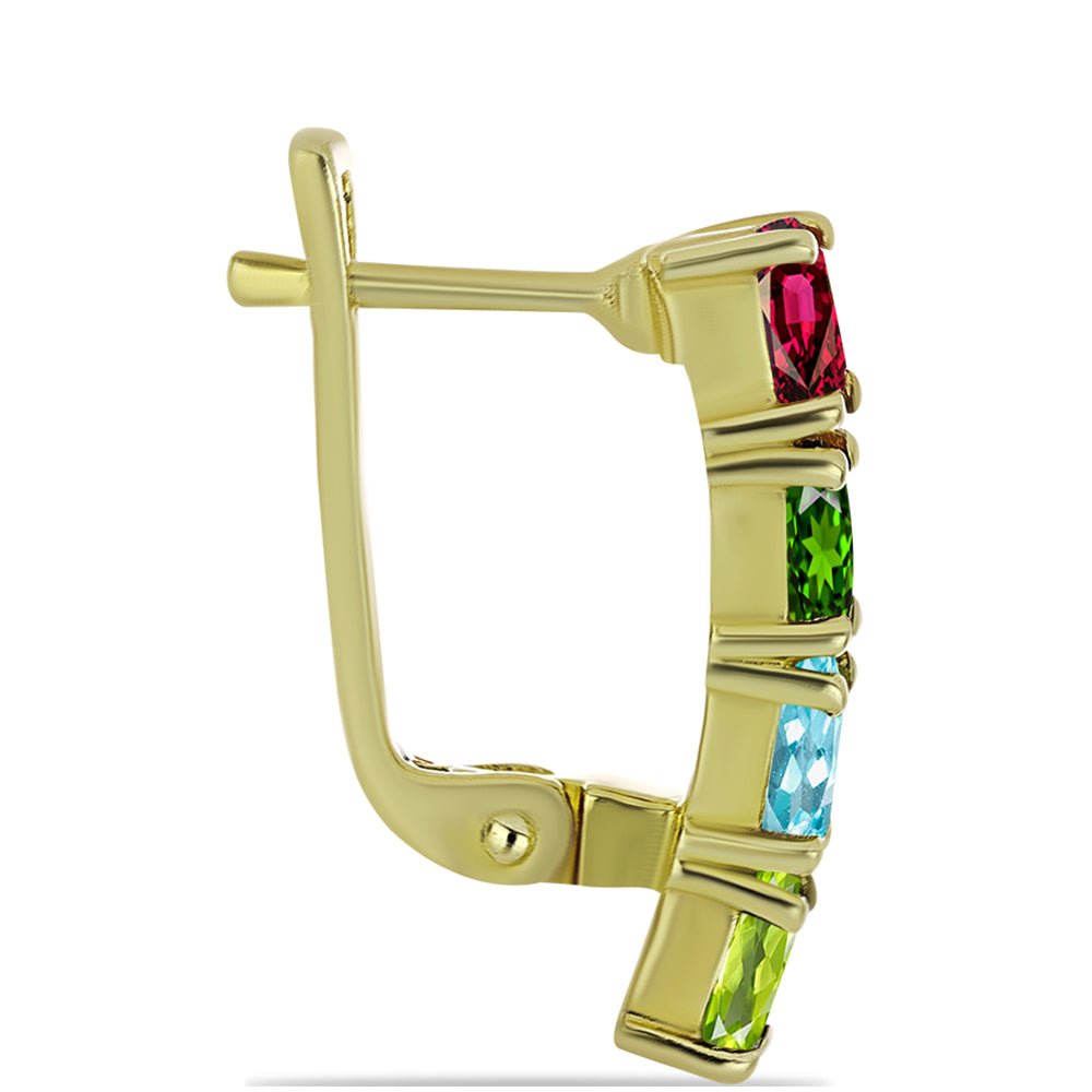 Pendientes de Plata Bañada en Oro con Chakra Turmalina