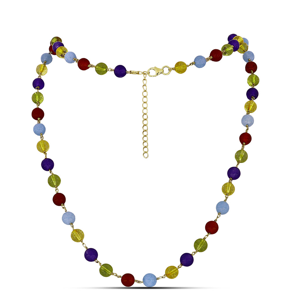 Collar de Plata Bañada en Oro con Jade Púrpura y Citrino de los Montes Urales