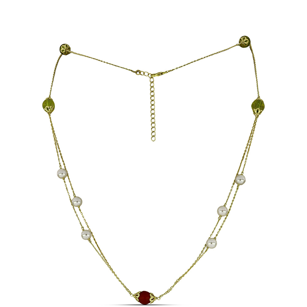 Collar de Plata Bañada en Oro con Citrino de los Montes Urales y Cornalina