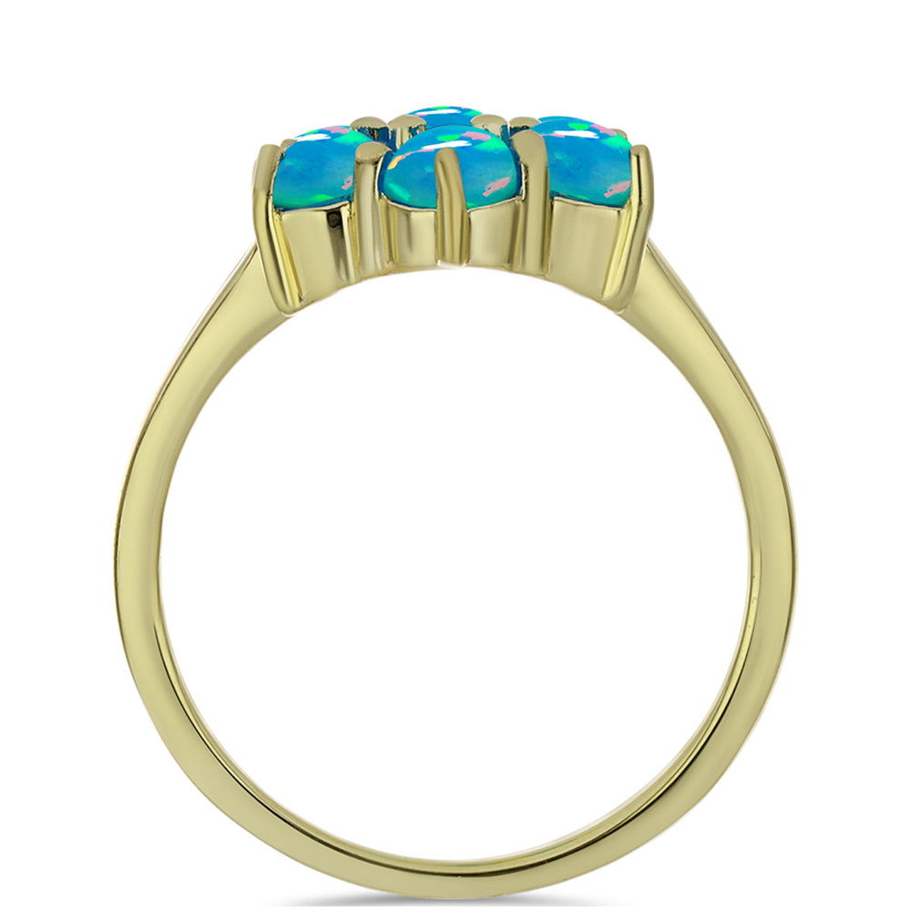 Anillo de Plata Bañada en Oro con Ópalo Azul Paraiba de Etiopía