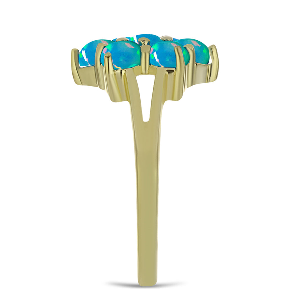 Anillo de Plata Bañada en Oro con Ópalo Azul Paraiba de Etiopía
