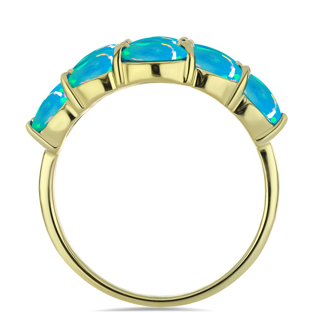Anillo de Plata Bañada en Oro con Ópalo Azul Paraiba de Etiopía
