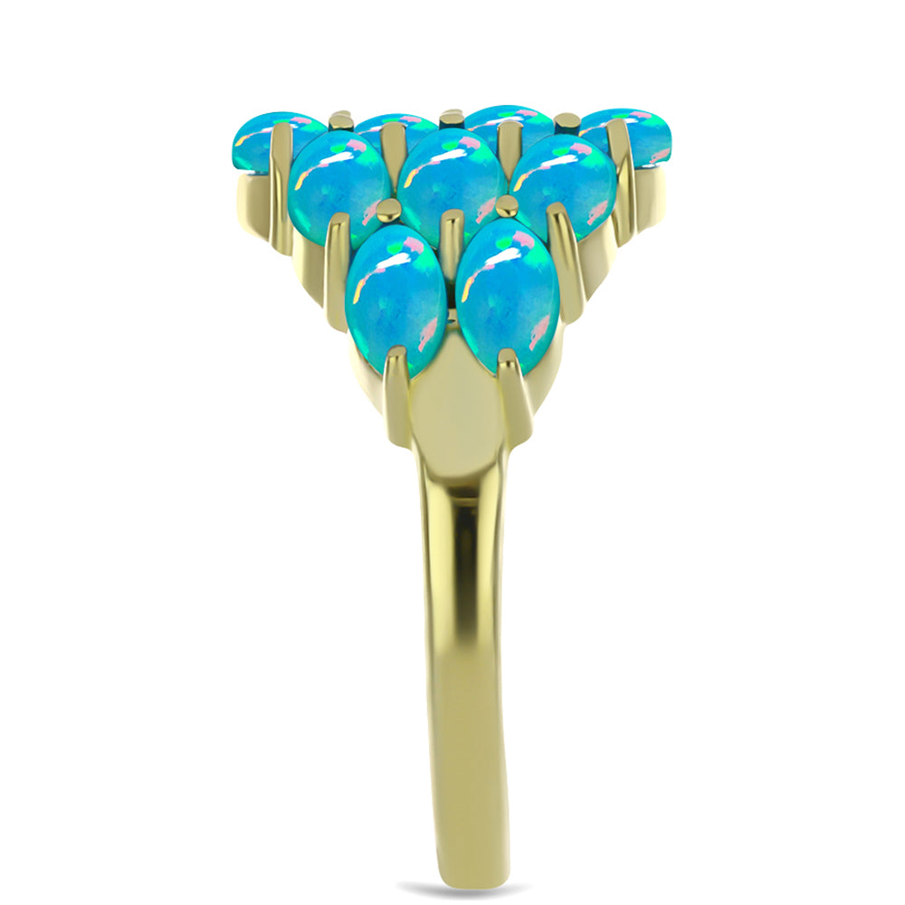 Anillo de Plata Bañada en Oro con Ópalo Azul Paraiba de Etiopía