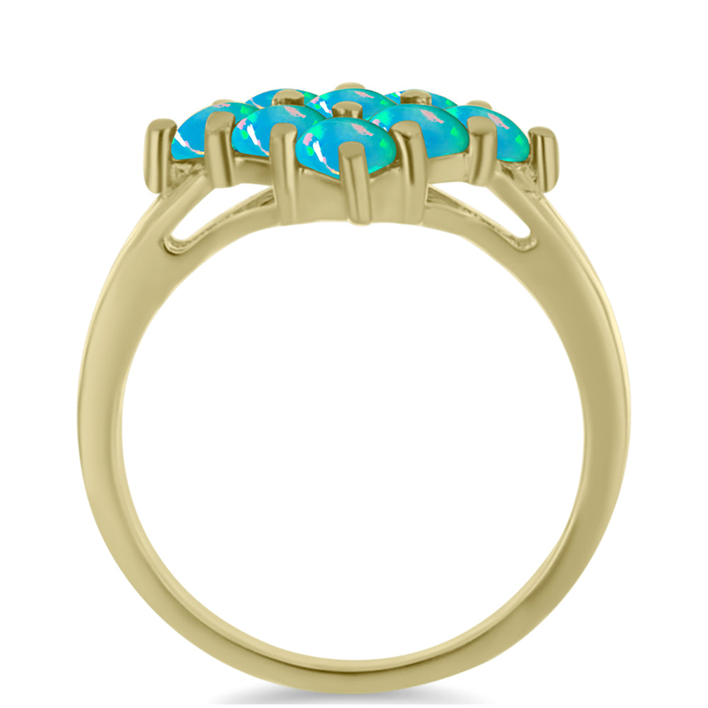 Anillo de Plata Bañada en Oro con Ópalo Azul Paraiba de Etiopía
