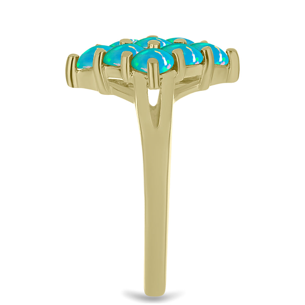Anillo de Plata Bañada en Oro con Ópalo Azul Paraiba de Etiopía