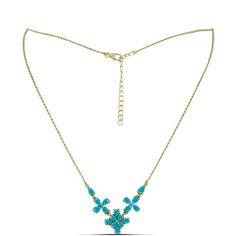 Collar de Plata Bañada en Oro con Ópalo Azul Paraiba de Etiopía