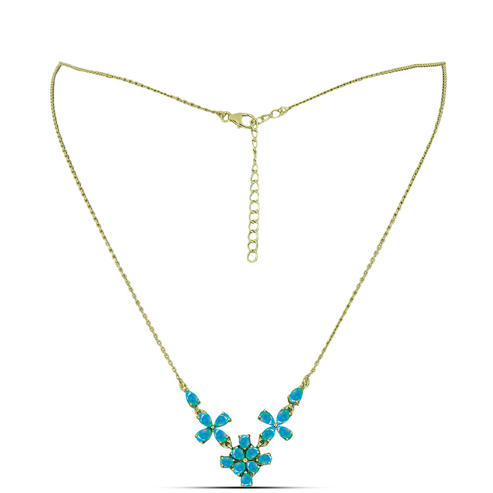 Collar de Plata Bañada en Oro con Ópalo Azul Paraiba de Etiopía