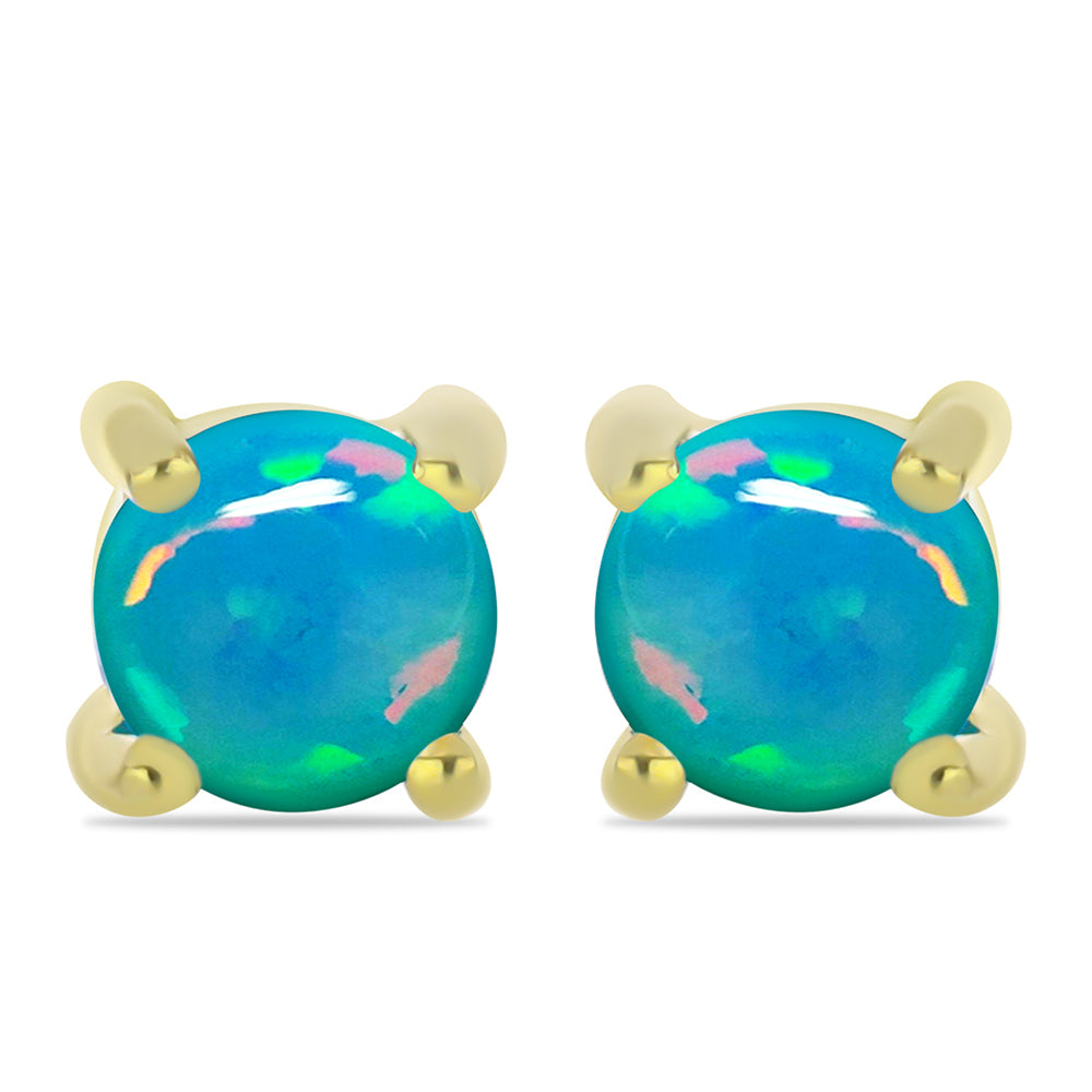 Pendientes de Plata Bañada en Oro con Ópalo Azul Paraiba de Etiopía