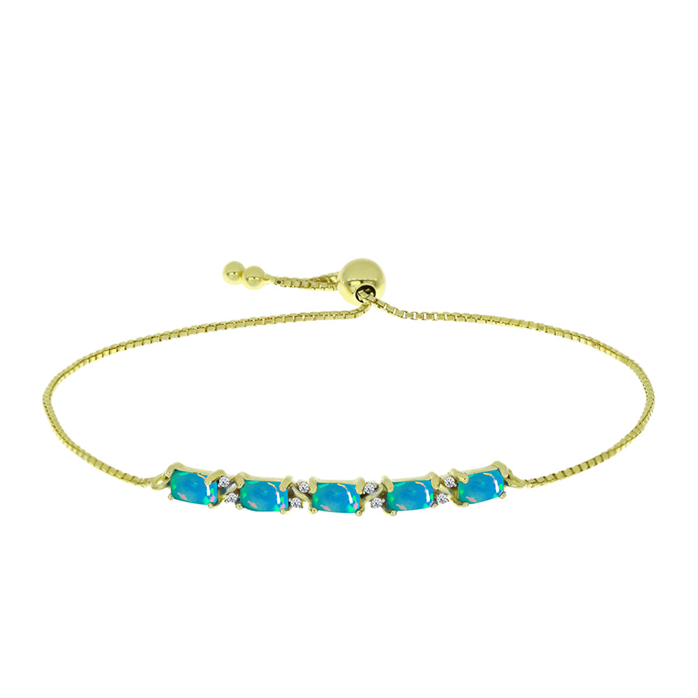 Pulsera de Plata Bañada en Oro con Ópalo Azul Paraiba de Etiopía y Topacio Blanco