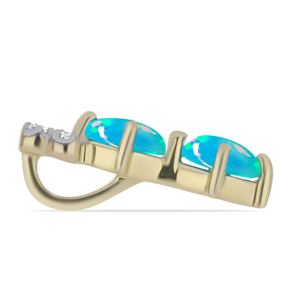 Colgante de Plata Bañada en Oro con Ópalo Azul Paraiba de Etiopía y Topacio Blanco