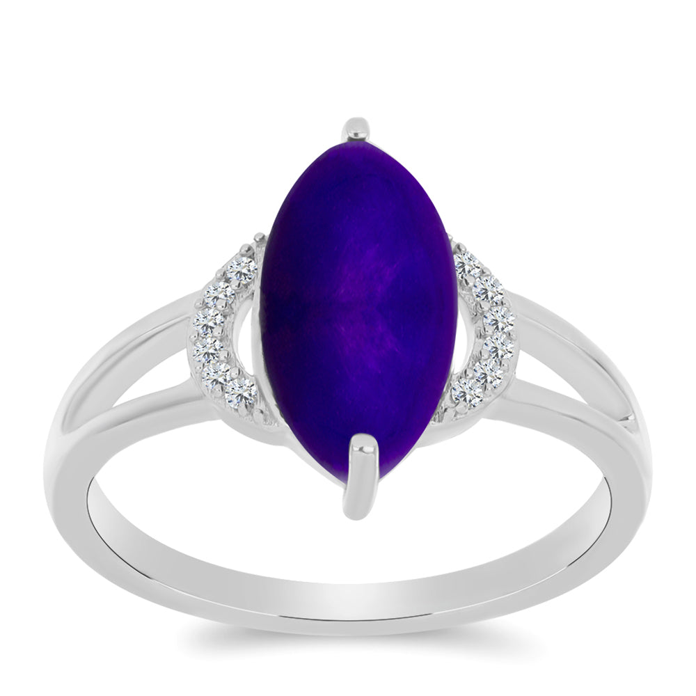 Anillo de Plata con Jade Púrpura y Topacio Blanco