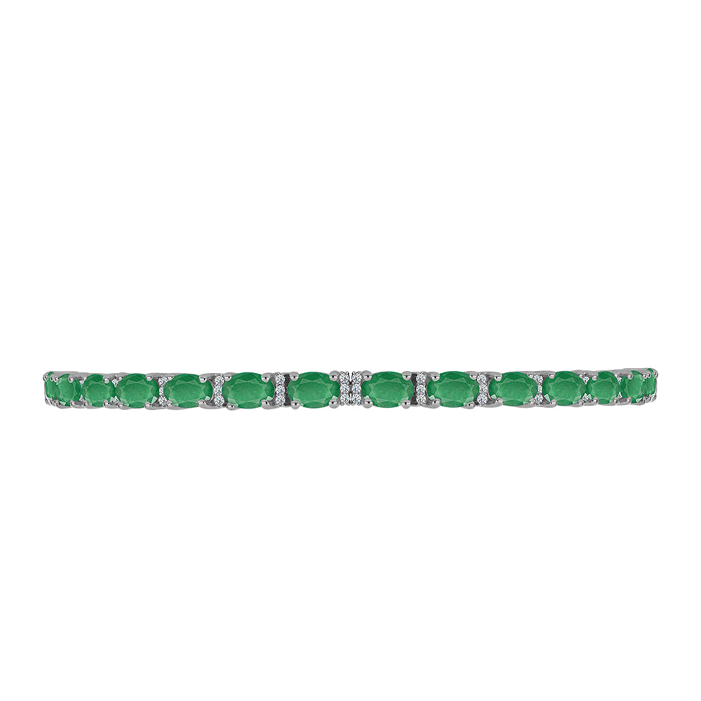 Pulsera de Plata con Esmeralda de Brasil y Topacio Blanco