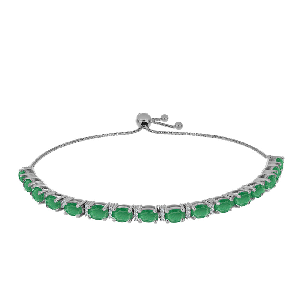 Pulsera de Plata con Esmeralda de Brasil y Topacio Blanco