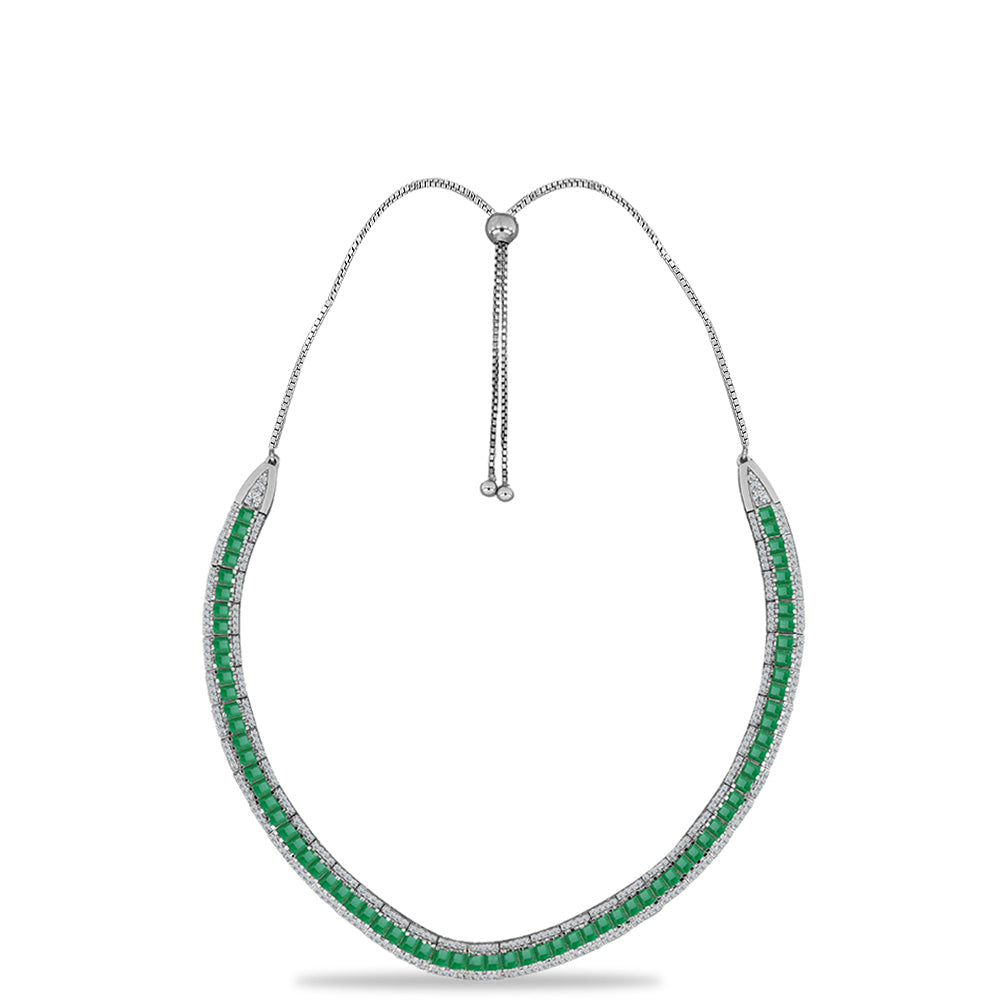 Collar de Plata con Esmeralda de Brasil y Topacio Blanco