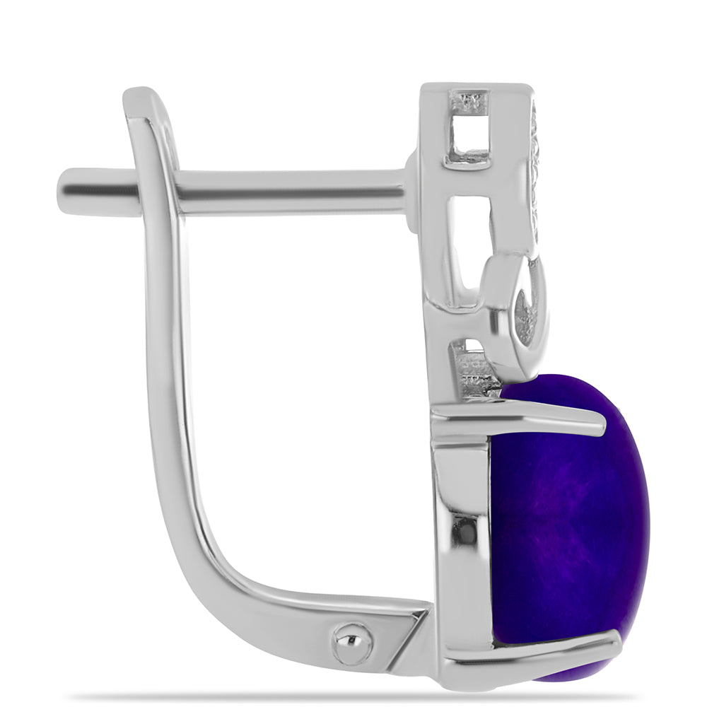 Pendientes de Plata con Jade Púrpura y Topacio Blanco