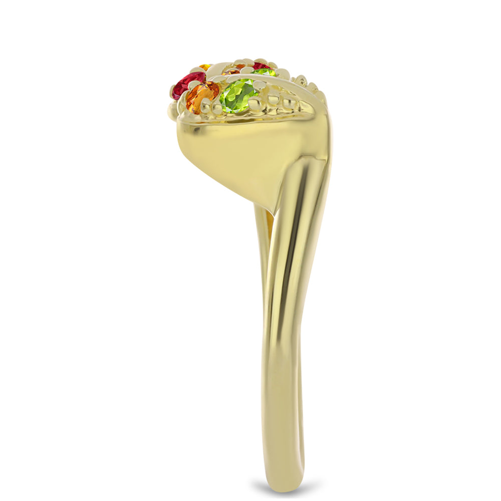 Anillo de Plata Bañada en Oro con Zafiro Arco Iris Rosebery y Topacio Blanco