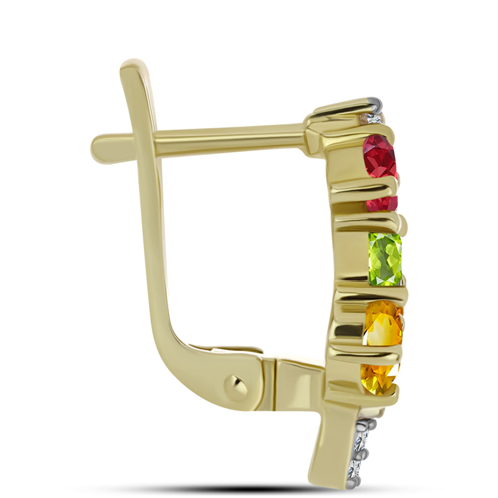 Pendientes de Plata Bañada en Oro con Zafiro Arco Iris Rosebery y Topacio Blanco