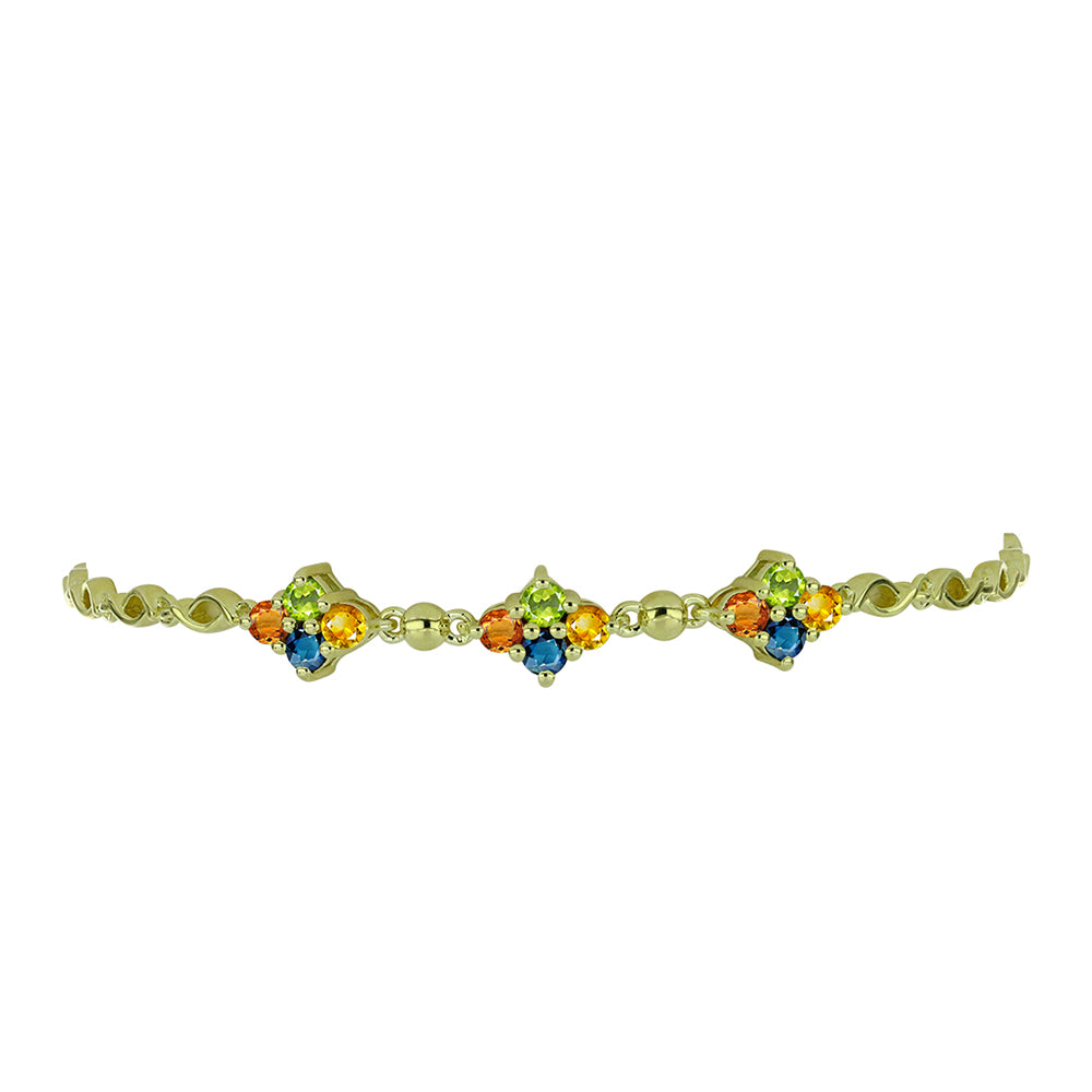 Pulsera de Plata Bañada en Oro con Zafiro Arco Iris Rosebery