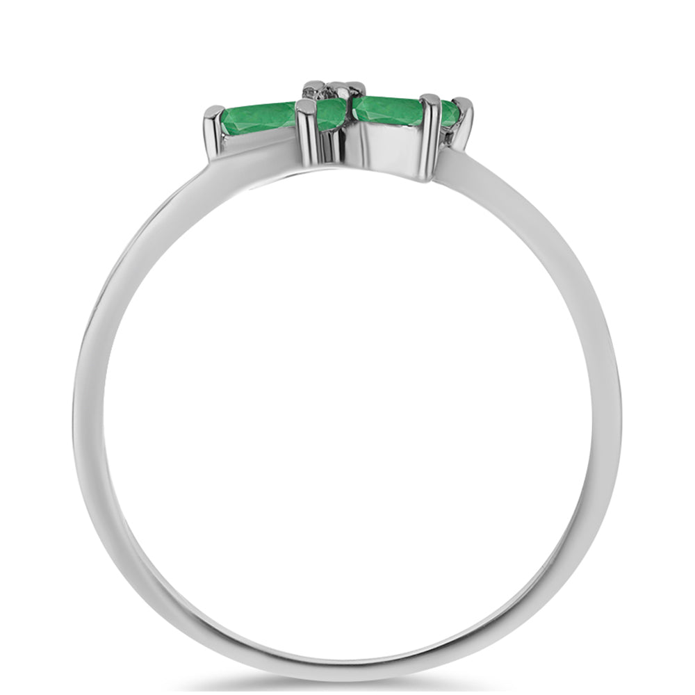 Anillo de Plata con Esmeralda de Brasil y Topacio Blanco