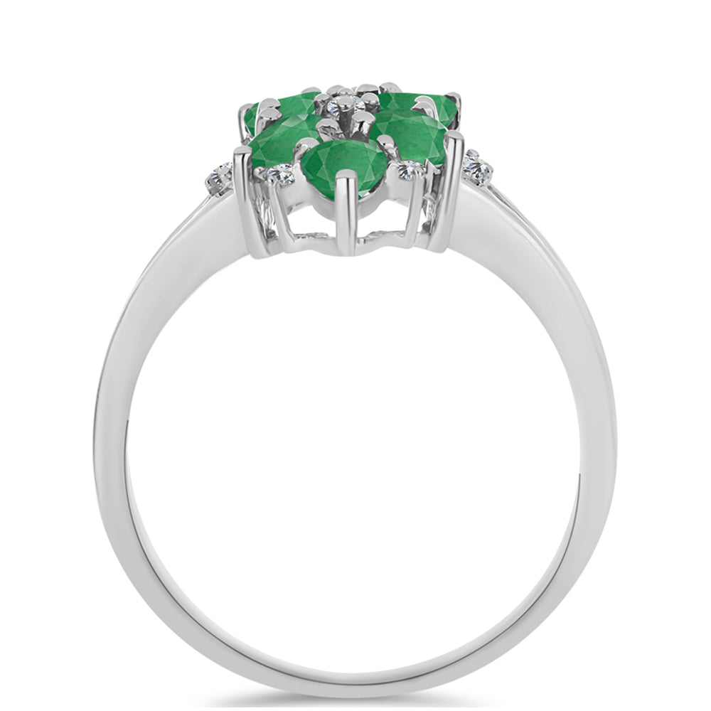 Anillo de Plata con Esmeralda de Brasil y Topacio Blanco