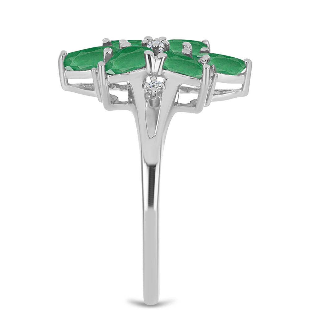 Anillo de Plata con Esmeralda de Brasil y Topacio Blanco