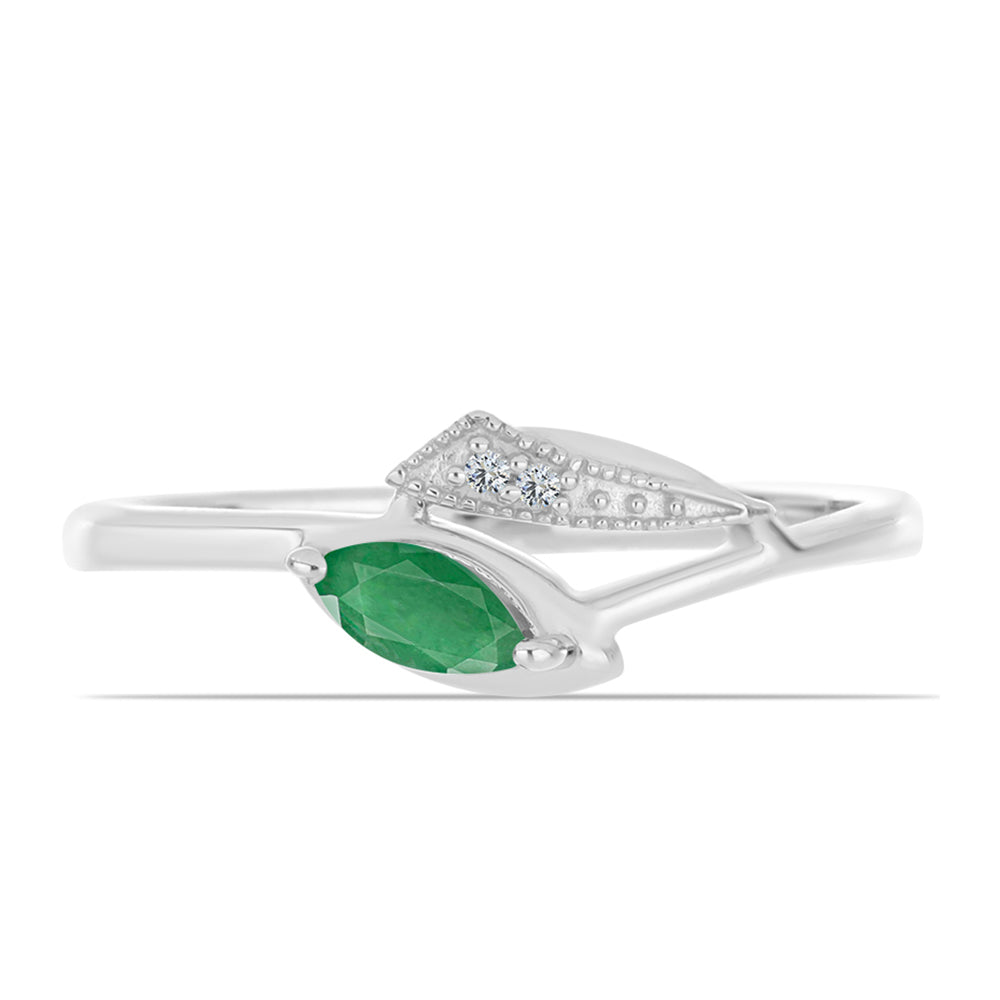 Anillo de Plata con Esmeralda de Brasil y Topacio Blanco