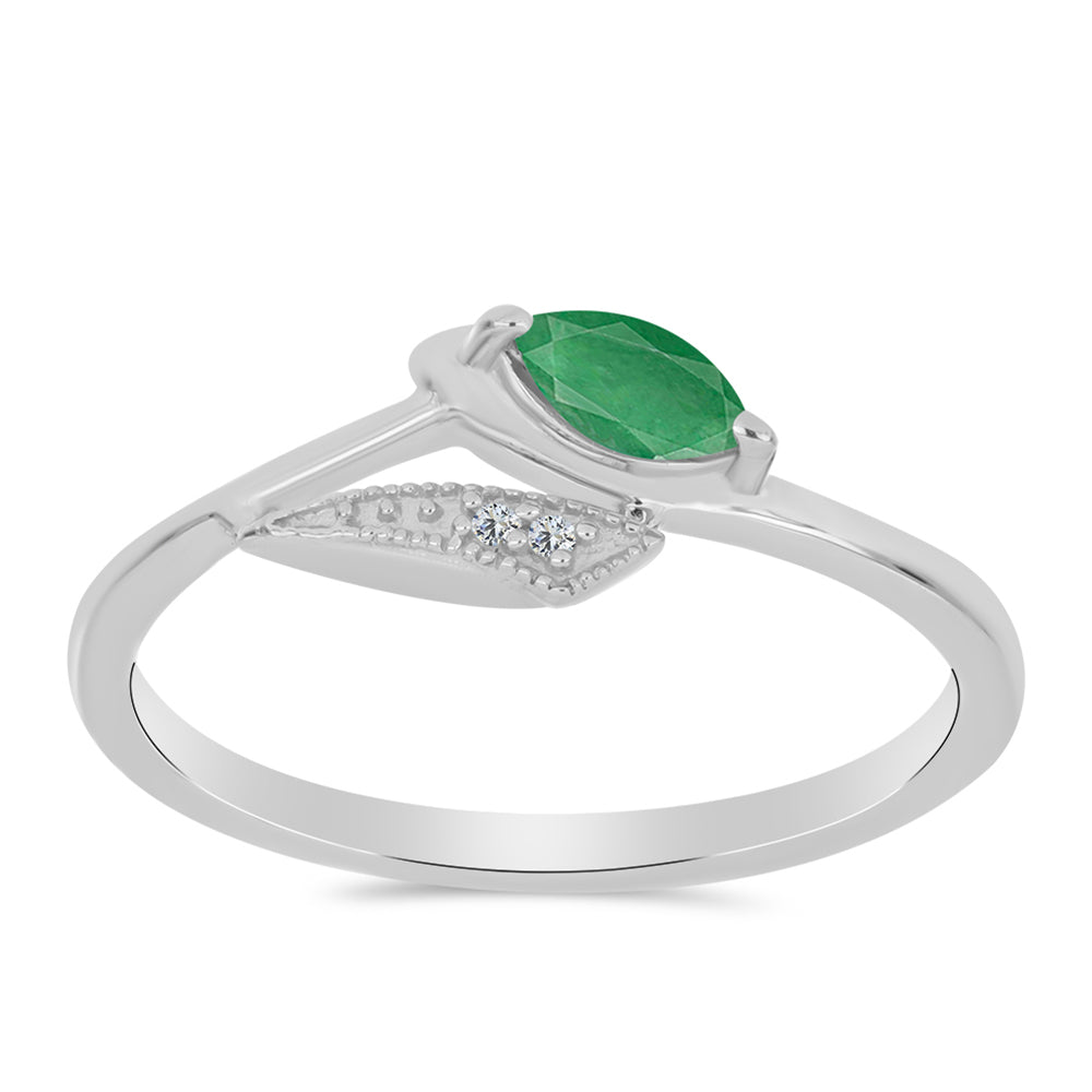 Anillo de Plata con Esmeralda de Brasil y Topacio Blanco