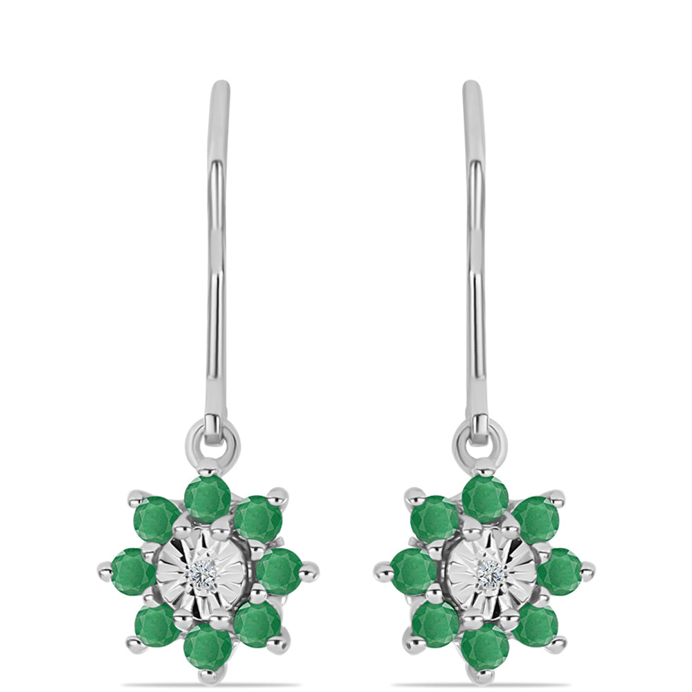 Pendientes de Plata con Esmeralda de Brasil y Topacio Blanco