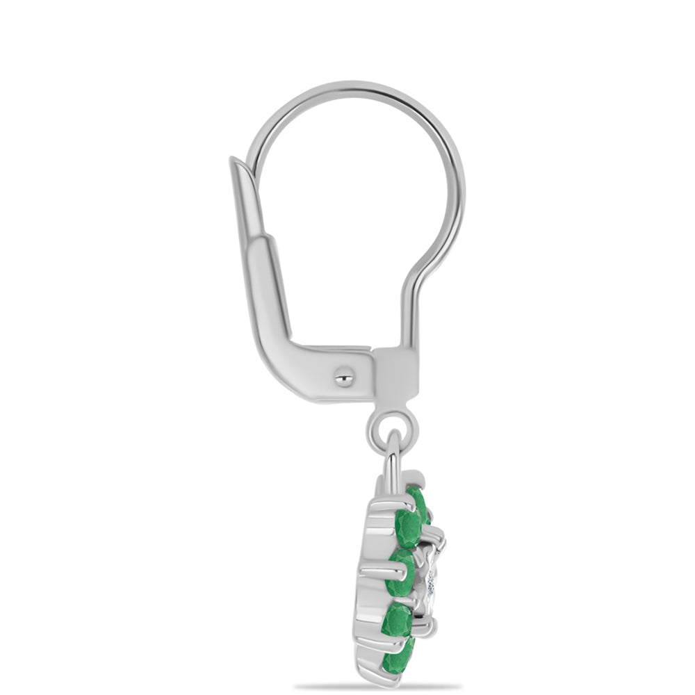 Pendientes de Plata con Esmeralda de Brasil y Topacio Blanco