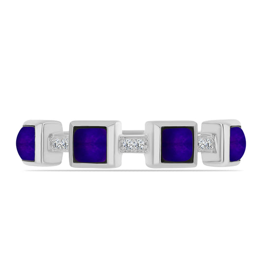Anillo de Plata con Jade Púrpura y Topacio Blanco
