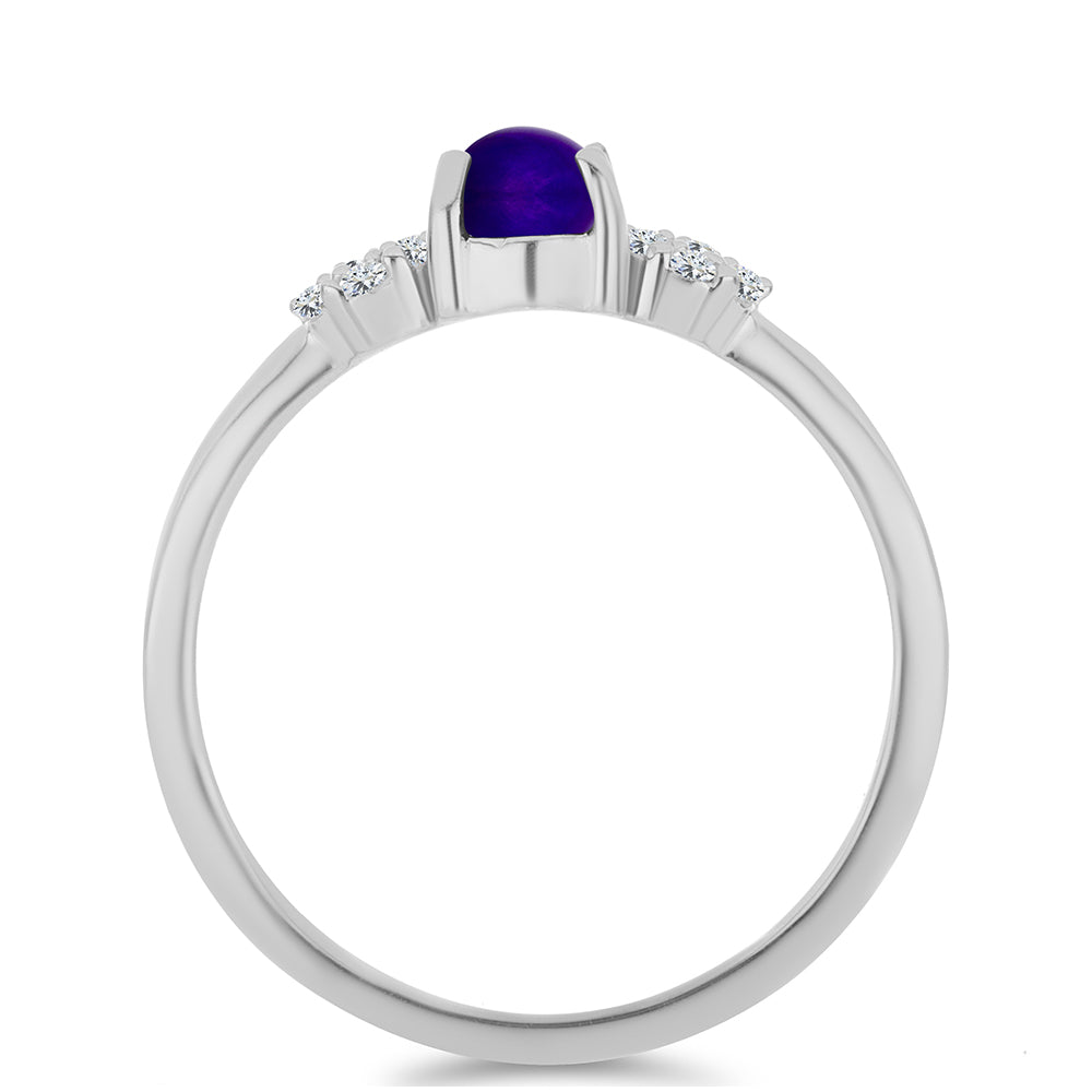 Anillo de Plata con Jade Púrpura y Topacio Blanco