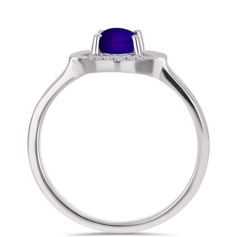 Anillo de Plata con Jade Púrpura y Topacio Blanco
